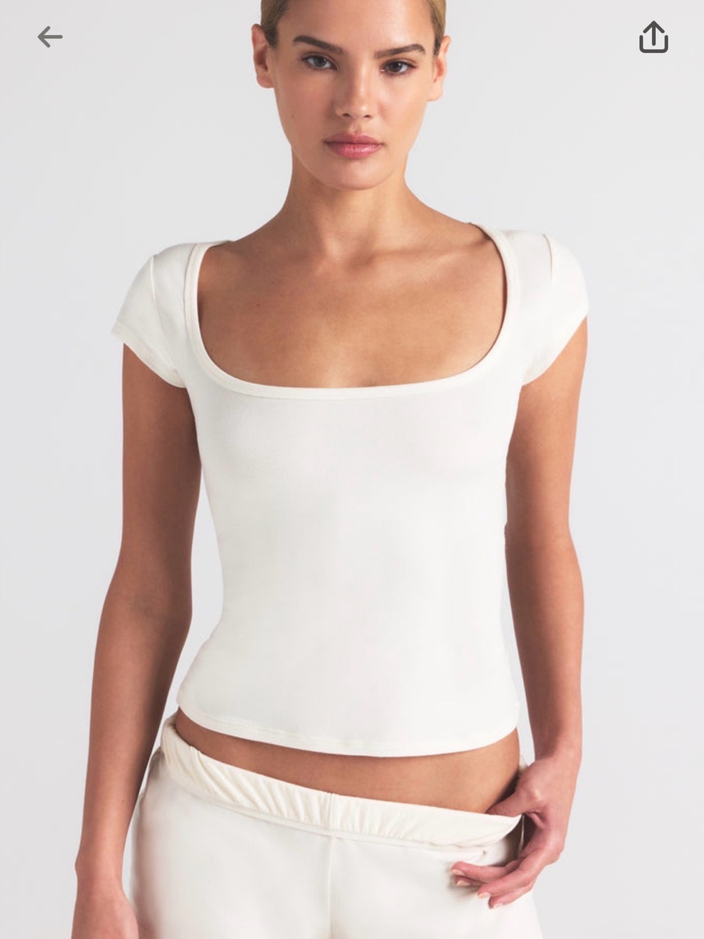 SKIMS Cream Scoop Neck Short Sleeve Top